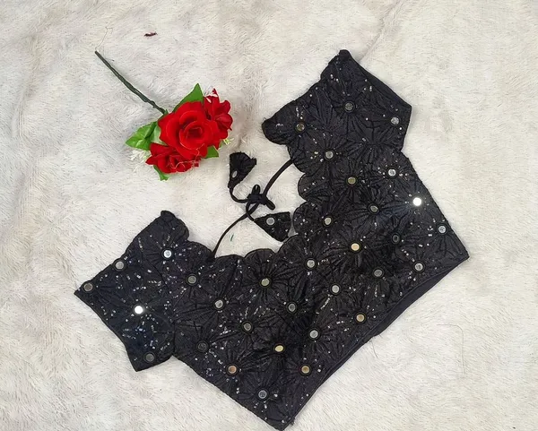 Black_Silk_Sequin_Mirror_Work_Embroidered_Blouse_For_Women