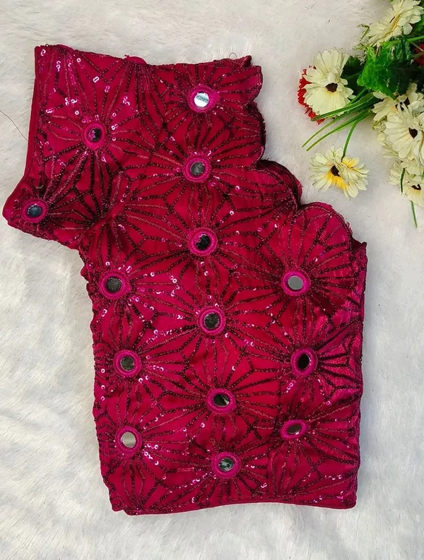 Pink_Fancy_Silk_Fashion_Neck_Embroidered_Blouse_For_Women