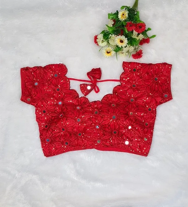 Red_Silk_Sequin_Mirror_Work_Embroidered_Blouse_For_Women