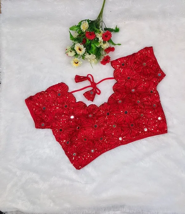 Red_Silk_Sequin_Mirror_Work_Embroidered_Blouse_For_Women