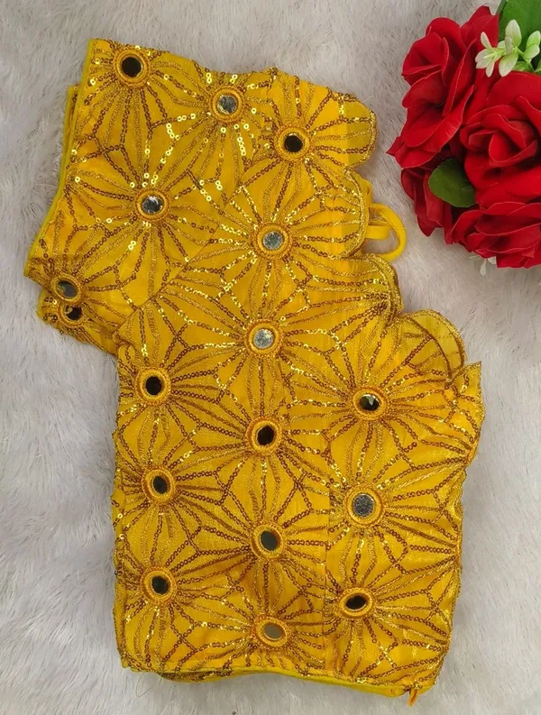 Yellow_Silk_sequence_Embroidery_mirror_work_Fashion_Neck_Blouse_For_Women