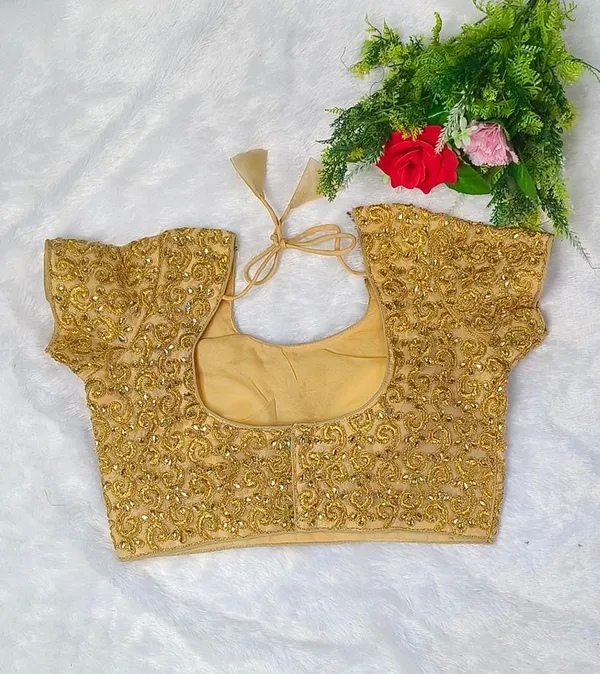 Gold_Fancy_Silk_Fashion_Neck_Embroidered_Blouse_For_Women