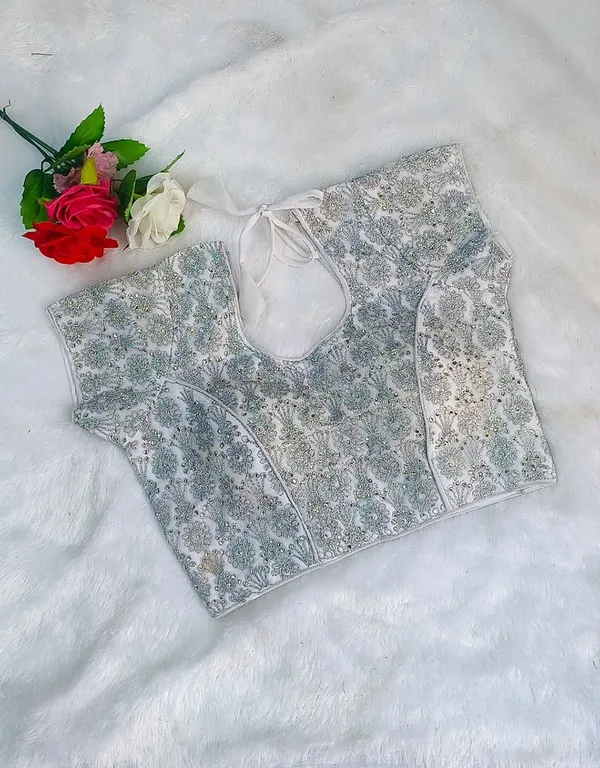 Silver_Silk_Round_Neck_Sequin_Mirror_Work_Blouse_For_Women