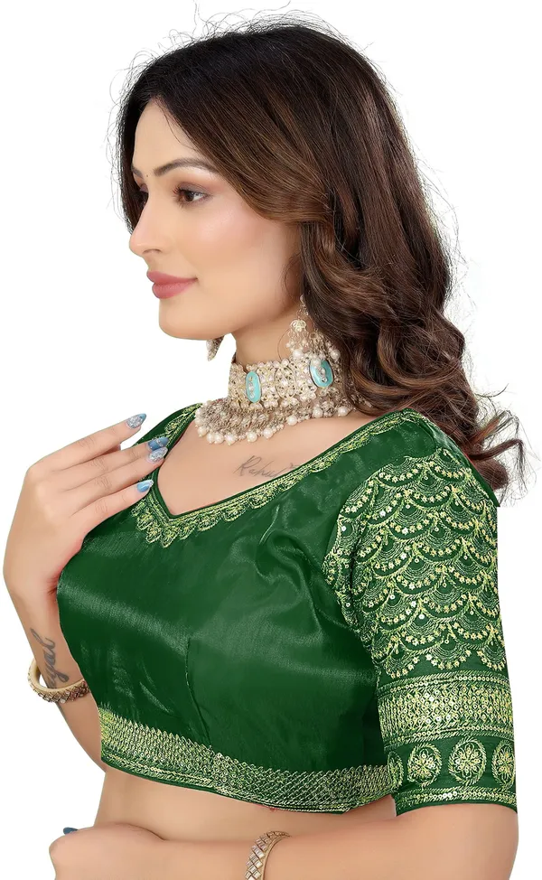 Green_Silk_Fashion_Neck_Zari_Embroidered_Blouse_For_Women
