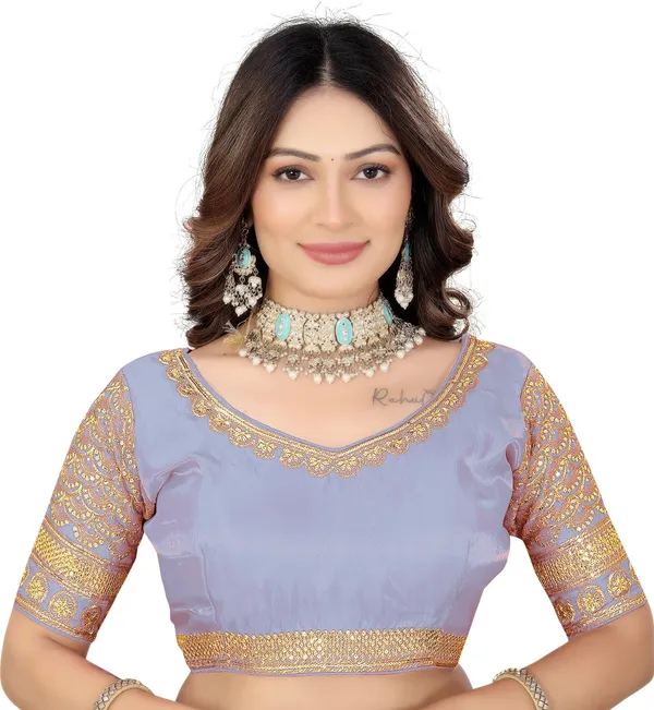 Grey_Silk_Embroidered_Fashion_Neck_Blouse_For_Women