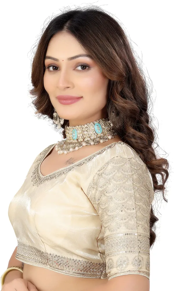Beige_Silk_Jari_Sequin_Embroidered_Blouse_For_Women