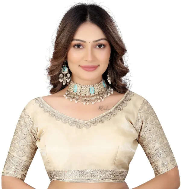 Beige_Silk_Jari_Sequin_Embroidered_Blouse_For_Women