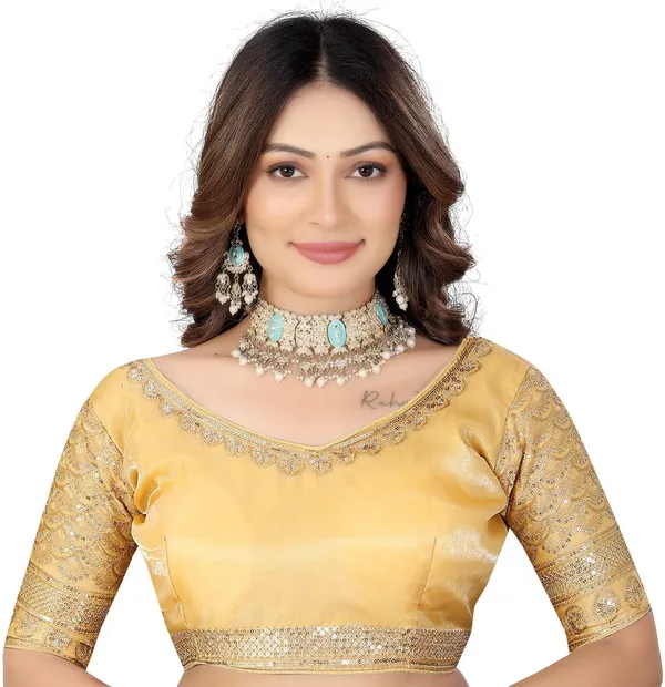 Gold_Silk_Sweetheart_Neck_Zari_Embroidered_Blouse_For_Women