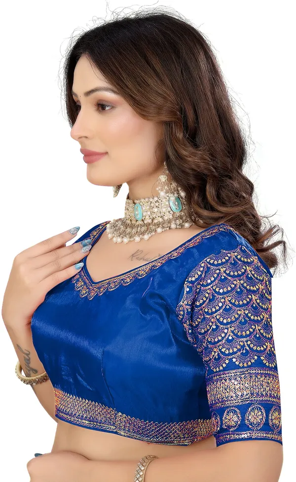 Blue_Silk_Jari_Sequin_Embroidered_Blouse_For_Women