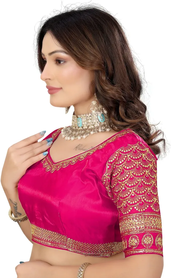 Pink_Silk_Jari_Sequin_Embroidered_Blouse_For_Women