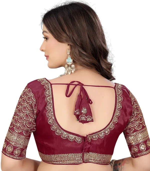Maroon_Silk_Sweetheart_Neck_Jari_Embroidered_Blouse_For_Women