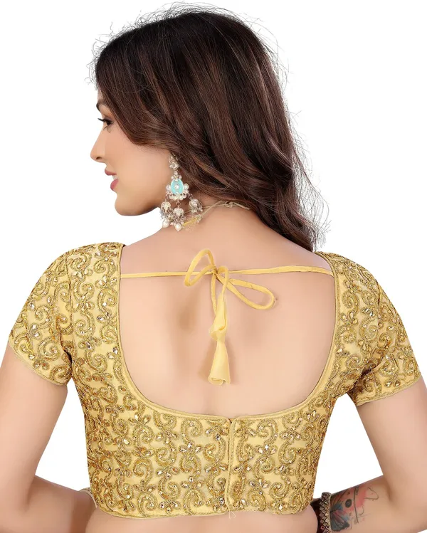 Gold_Fandy_Silk_Embroidered_Round_Neck_Blouse_For_Women