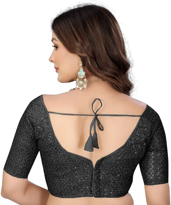 Black_Fancy_Silk_Round_Neck_Embroidered_Blouse_For_Women