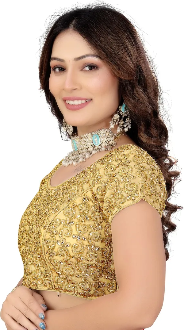 Gold_Fandy_Silk_Embroidered_Designer_Blouse_For_Women