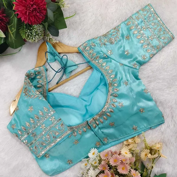 Light_Blue_Silk_Sweetheart_Neck_Blouse_For_Women
