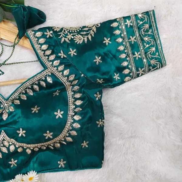 Blue_Silk_Sweetheart_Neck_Blouse_For_Women