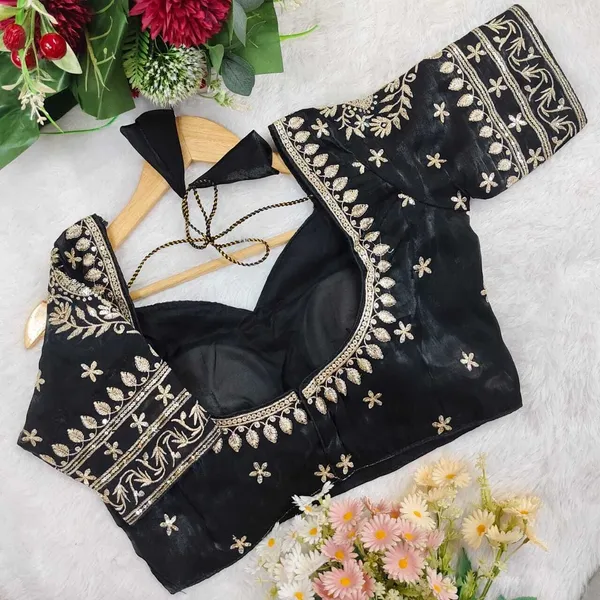 Black_Silk_Sweetheart_Neck_Blouse_For_Women