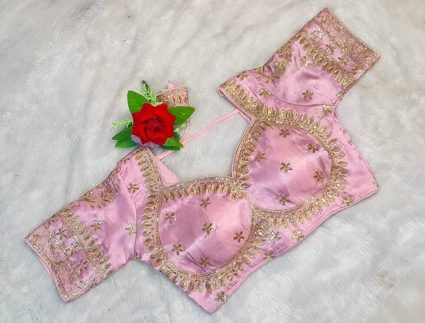 Pink_Silk_Sweetheart_Neck_Blouse_For_Women