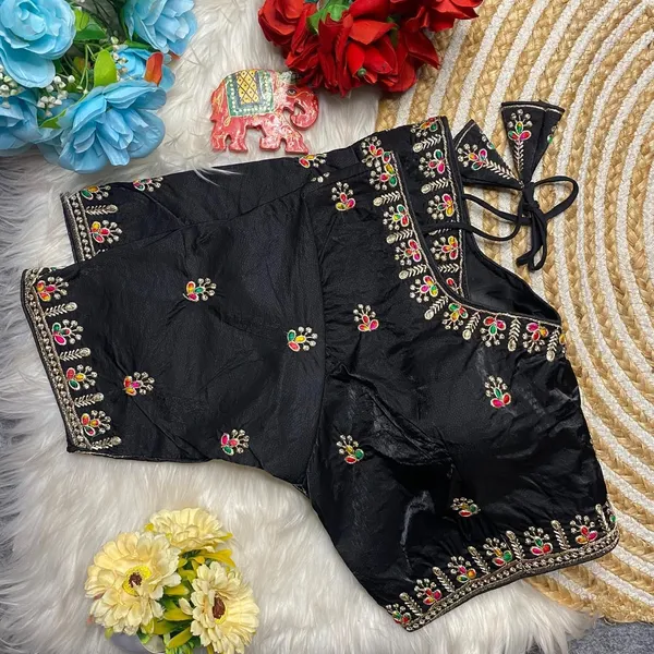 Black_Silk_Floral_Embroidered_Blouse_For_Women
