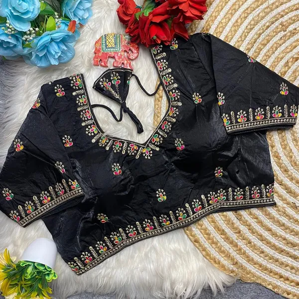 Black_Silk_Floral_Embroidered_Blouse_For_Women