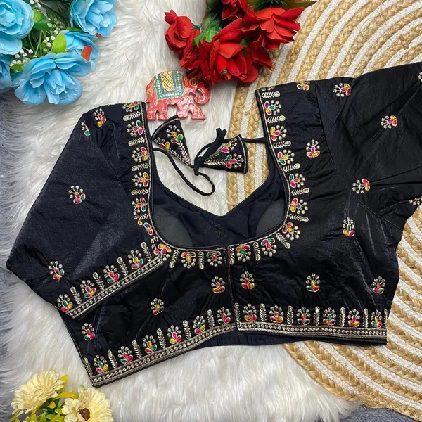 Black_Silk_Floral_Embroidered_Blouse_For_Women