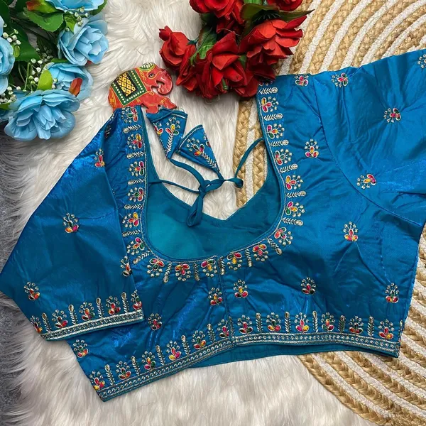 Blue_Fendy_Silk_Multi_Thread_Embroidered_Ethnic_Blouse_For_Women