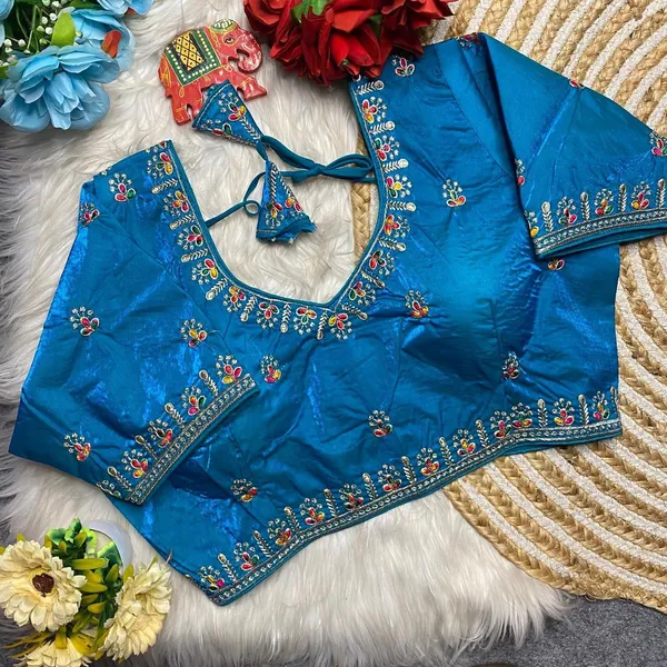 Blue_Fendy_Silk_Multi_Thread_Embroidered_Ethnic_Blouse_For_Women