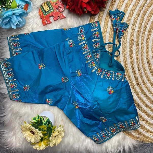 Blue_Fendy_Silk_Multi_Thread_Embroidered_Ethnic_Blouse_For_Women