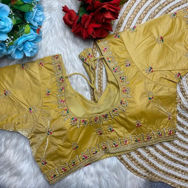 Gold_Silk_Sweetheart_Neck_Blouse_For_Women