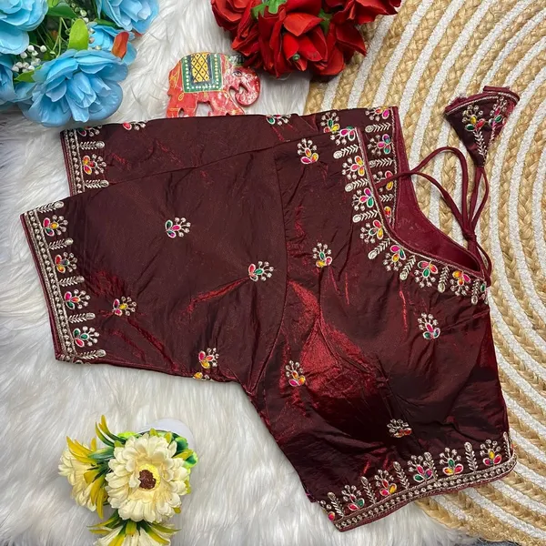 Maroon_Silk_Embroidered_Blouse_For_Women