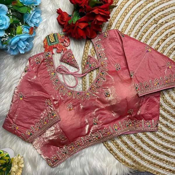Peach_Fendy_Silk_Sweetheart_Neck_Multi_Thread_Embroidery_Blouse_For_Women