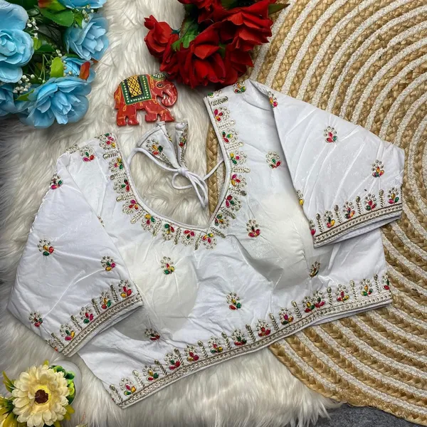 White_Silk_Sweetheart_Neck_Blouse_For_Women