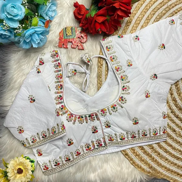 White_Silk_Sweetheart_Neck_Blouse_For_Women
