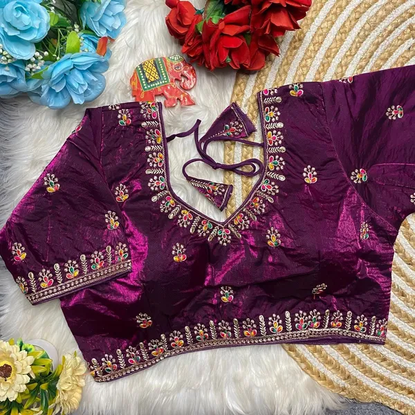 Purple_Fendy_Silk_Sweetheart_Neck_Thread_Embroidery_Work_Blouse_For_Women