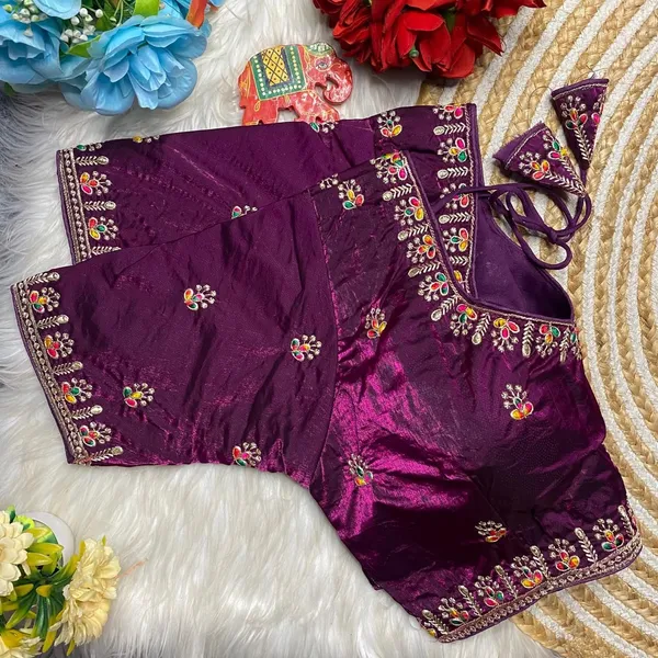 Purple_Fendy_Silk_Sweetheart_Neck_Thread_Embroidery_Work_Blouse_For_Women