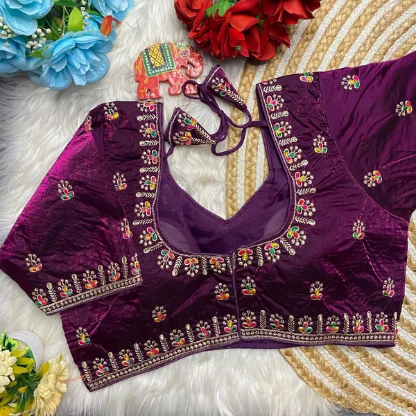 Purple_Fendy_Silk_Sweetheart_Neck_Thread_Embroidery_Work_Blouse_For_Women