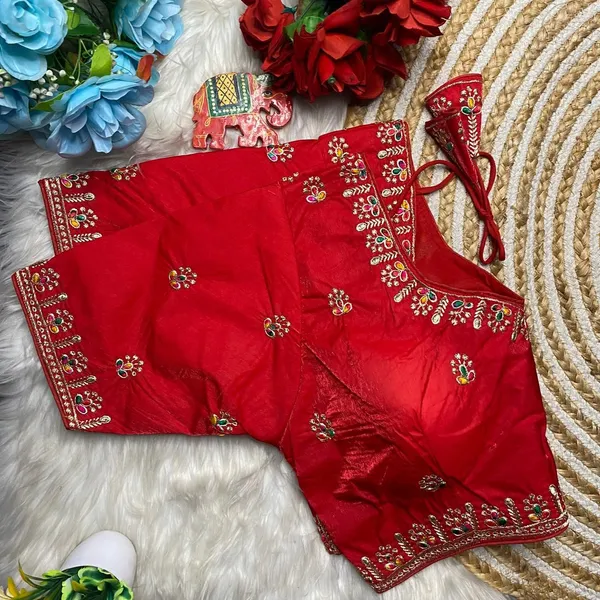 Red_Fendy_Silk_Embroidered_Multi_Thread_Work_Blouse_For_Women