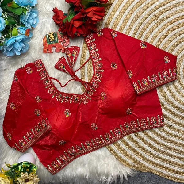 Red_Fendy_Silk_Embroidered_Multi_Thread_Work_Blouse_For_Women