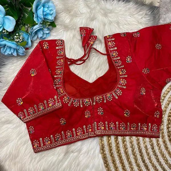 Red_Fendy_Silk_Embroidered_Multi_Thread_Work_Blouse_For_Women