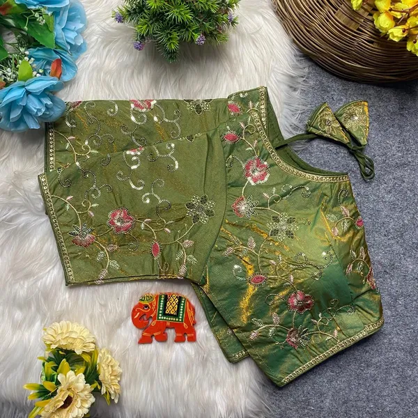 Light_Green_Silk_U-Neck_Blouse_For_Women