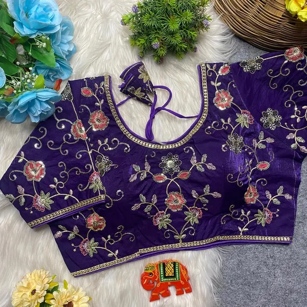 Purple_Silk_U-Neck_Blouse_For_Women
