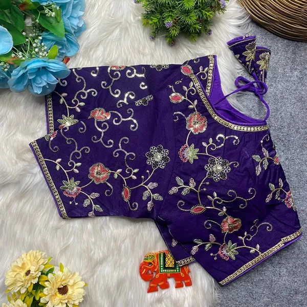 Purple_Silk_U-Neck_Blouse_For_Women