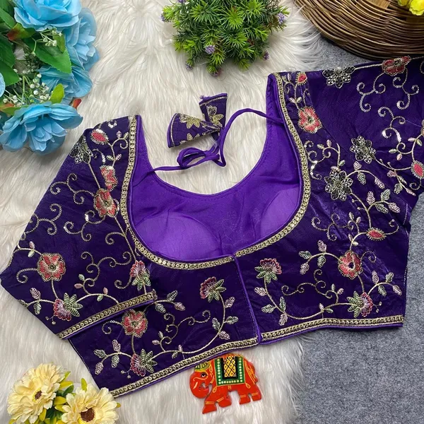 Purple_Silk_U-Neck_Blouse_For_Women