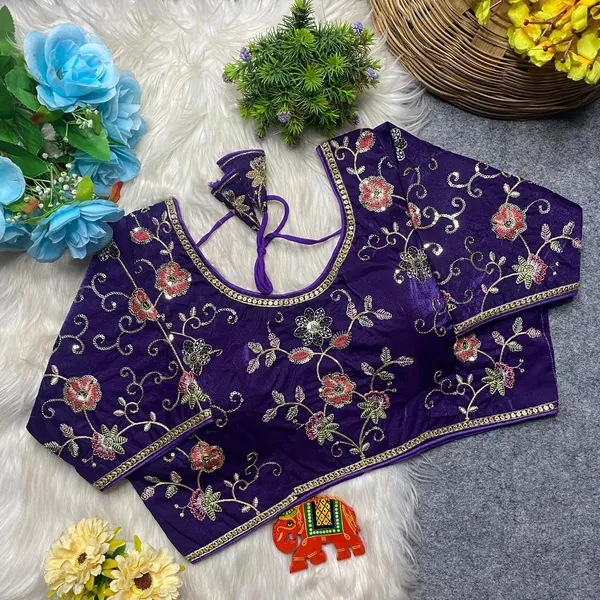 Purple_Silk_U-Neck_Blouse_For_Women