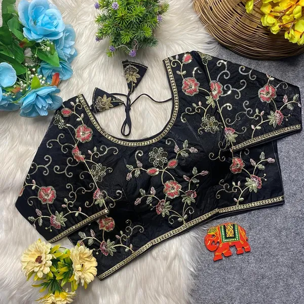 Black_Silk_U-Neck_Blouse_For_Women