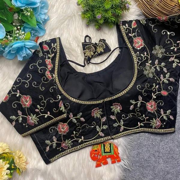 Black_Silk_U-Neck_Blouse_For_Women