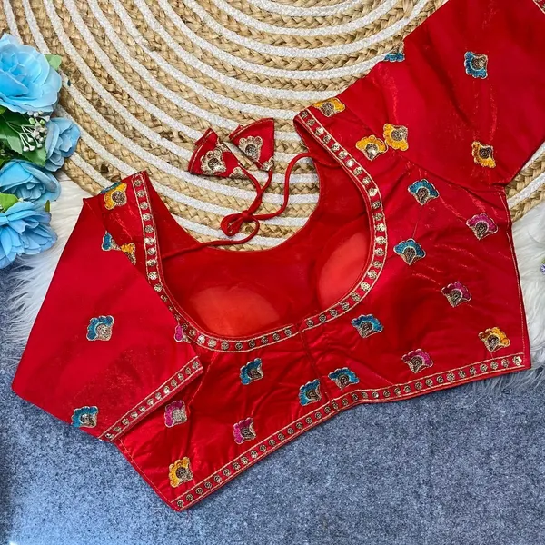 Red_Silk_Fashion_Neck_Blouse_For_Women