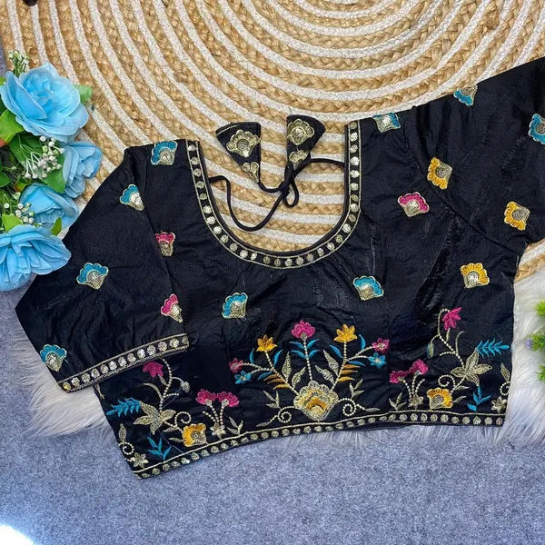 Black_Silk_Fashion_Neck_Blouse_For_Women