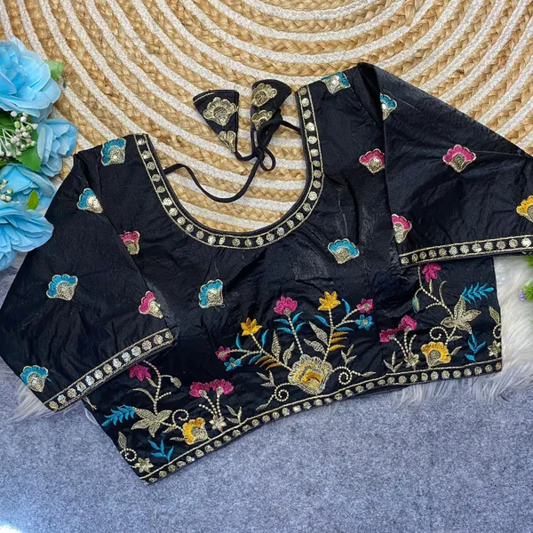 Black_Silk_Fashion_Neck_Blouse_For_Women