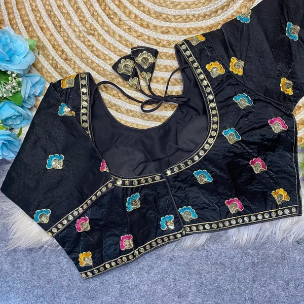 Black_Silk_Fashion_Neck_Blouse_For_Women